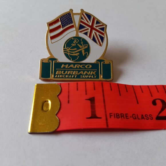 Vintage Harco Burbank Aircraft Supply Lapel Pin Aviation Collectible USA UK Flag - Picture 8 of 9